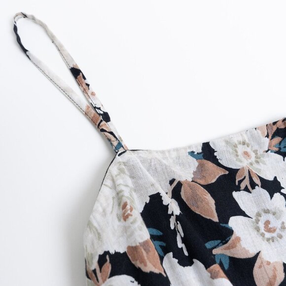 Abercrombie & Fitch Tiered Floral Maxi Dress Black White Cotton Small - Picture 6 of 15